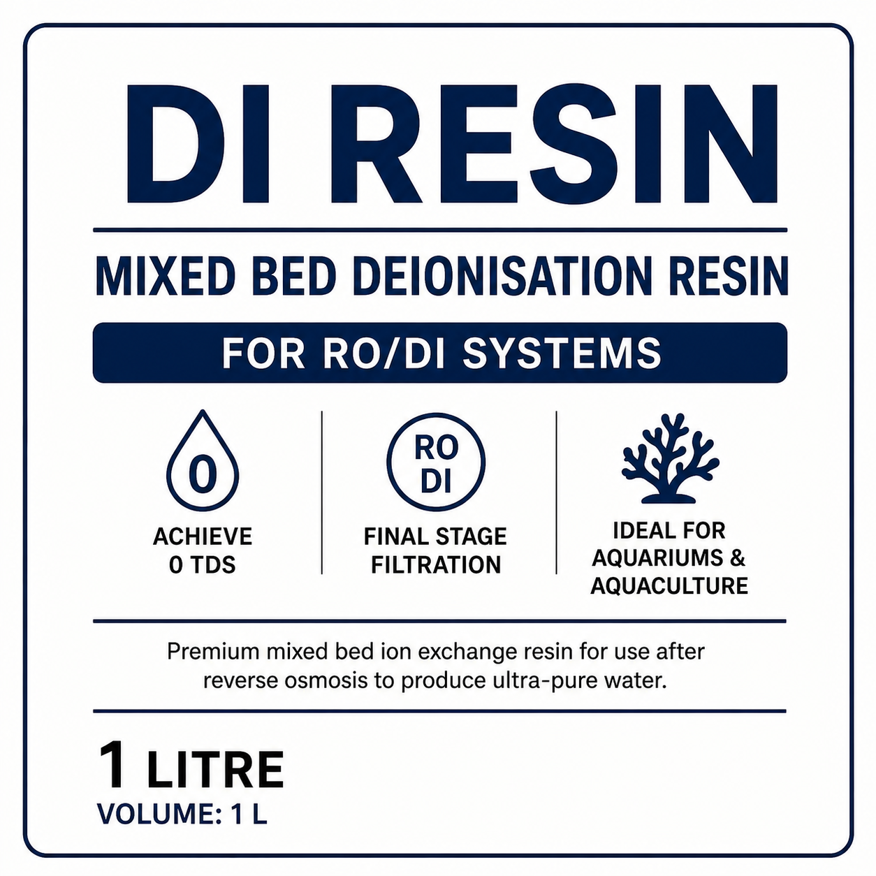 MB‑115 Virgin Mixed Bed DI Resin – Premium 0 TDS Water Polishing Media